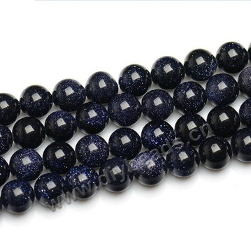 Bead, blue goldstone (manmade), 10mm round. Sold per 16-inch strand
