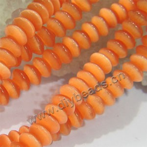 Bead, cat's eye glass, orange,5x10mm rondelle. Sold per 15-inch strand.