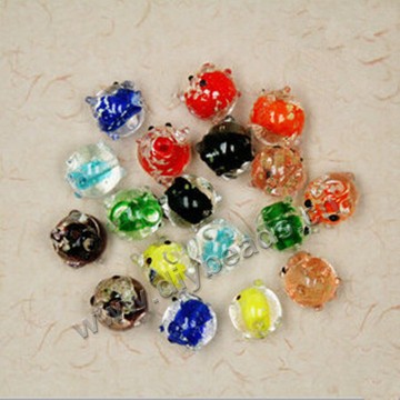 Bead, lampworked glass, pig shape, night glowing beads 14mm    mini order 100pc 
