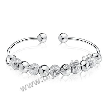 Bracelet,925  solid sterling silver gift nine beads lucky bangle.Sold individually