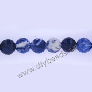 Bead, sodalite (natural), 6mm faceted round. Sold per 15-inch strand.