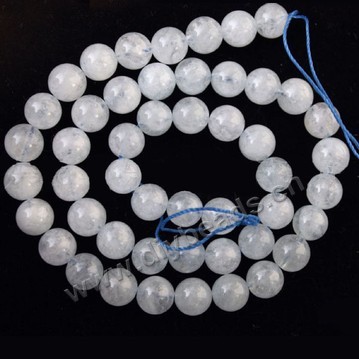 Bead, aquamarine (natural), 8mm round. Sold per 16-inch strand