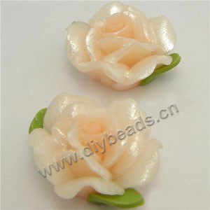 Bead, polymer clay, Apricot,pearl luster, 20mm rose. Sold per pkg of 12.