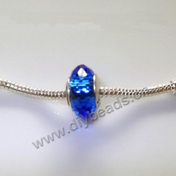 beads,glass, large hole beads blue, 14x8.5mm. Sold per pkg of 20ps