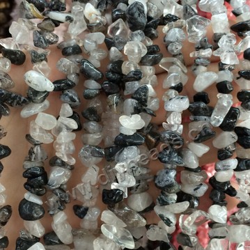 Bead, black quartz chips stone beads,    180mm per strand    Sold by strands