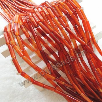 Bead,red agate,4x13mm,cylinder,Sold per pkg 5strands