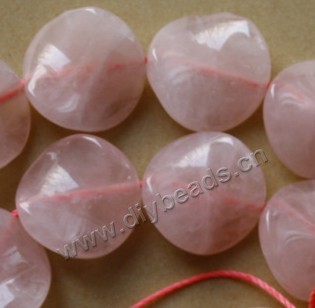 Bead, rose quartz (natural), 16mm wavy round, B grade, Mohs hardness 7. Sold per 15-inch strand