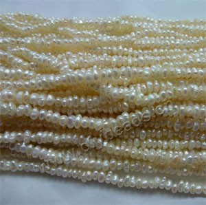 Pearl, cultured freshwater, white, 3-4mm button , D grade. Sold per pkg of (25) 15-inch strands.