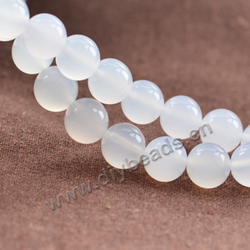 Bead,agate,white,smooth 8mm round.sold per pkg of 10 strands