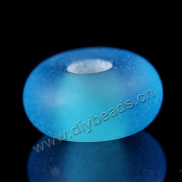 beads,glass,frosted large hole beads light blue, 8x4mm. Sold per pkg of 100ps