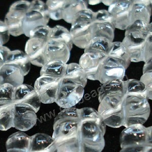 Bead, clear quartz crystal (natural), 10mm flower. Sold per 16-inch strand.