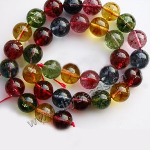 Bead, multicolored tourmaline (imitation), 12mm round. Sold per 16-inch strand,approximately  33 beads .