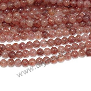 Bead, strawberry quartz (natural), 4mm round, Sold per 15-inch strand
