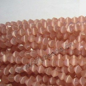 Bead, cat's eye glass,rose, 8x8mm bicones, Sold per 14.5-inch strand.