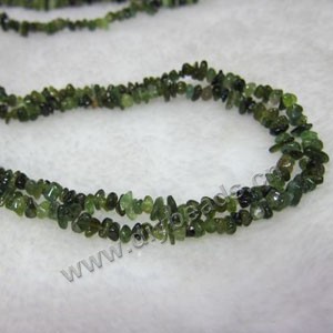 Bead, green tourmaline (natural), small chip. Sold per 16-inch strand
