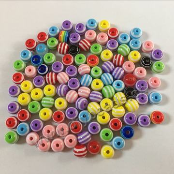 8mm colorful stripe acrylic loose beads