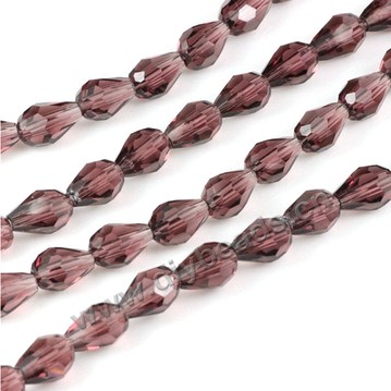 Bead, glass, middle purple, 10*15mm faceted teardrop, diy beads. Sold per pkg of 5 strands-(50pcs/strand).