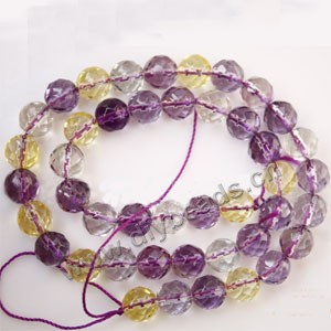 Bead, ametrine (imitation), 8mm  64-faceted round,sold per 14-inch strand,approximately  44ps.