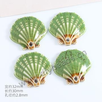 Wholesale 30mm Big Ceramic Shell Shaped Beads Ceramic Shell Pendant for DIY Necklace Bracelet Jewelry Making Findings