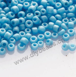 seed bead,glass,opaque turquoise blue,#15 irregular round,sold per pkg of 450g, approximately 120000ps. 
