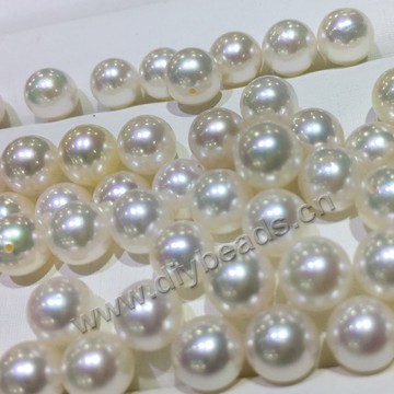 Pearl,saltwater loose pearl, Akoya natural pearl,white round 8.5-9mm, sold per pkg of 2 pcs