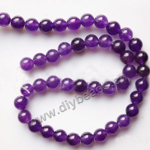Bead, purple "jade" (dyed), 8mm round. Sold per 15-inch strand