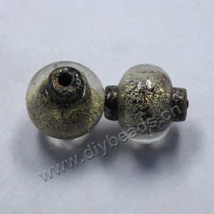Bead, lampworked glass, black with gold-colored foil, 17x17mm lanterns design. Sold per pkg of 300.