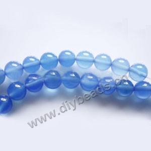 Bead, blue chalcedony (dyed), 8mm round, Mohs hardness 7. Sold per 15-inch strand