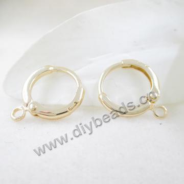 24k Gold plating 16mm earring findings round French hook