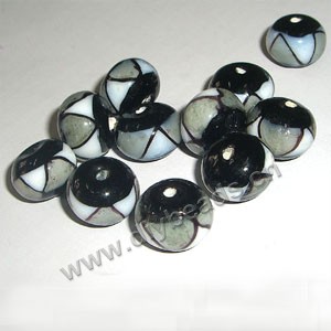 loose beads lampworked glass,grey/white/black,10x14mm rondelle,mini order 100ps factory price.