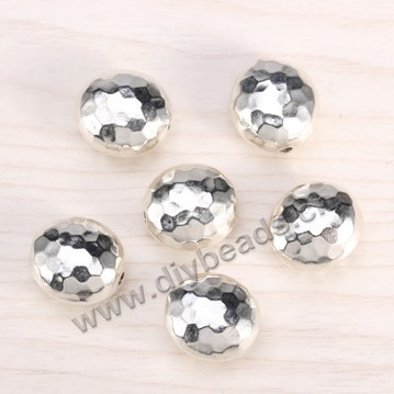 Bead, 925 Thai silver, faceted flat oval, 17mm, 2mm hole, Sold per pkg of 1 bag-3 pieces.