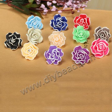 Bead, polymer clay,mixed color,25x12mm flower. Sold per pkg of 20.