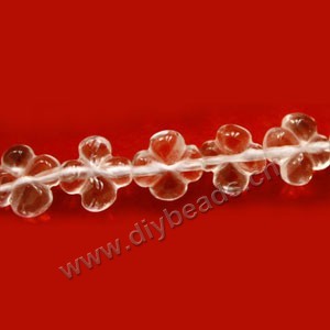 Bead, clear quartz crystal (natural), 12mm flower. Sold per 16-inch strand.