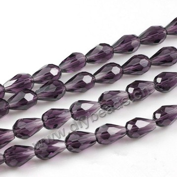 Bead, glass, violet, 10*15mm faceted teardrop, diy beads. Sold per pkg of 5 strands-(50pcs/strand).