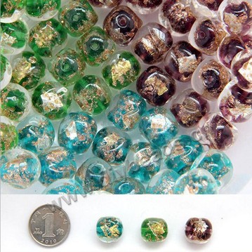 Bead, Square glass beads,Mix color, 1.1*1.2cm,round Sold per 20pcs.