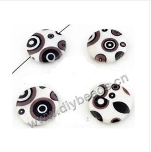 Bead mix, mother-of-pearl shell ( painted ),black/grey/white, 20x3mm ,flat round with 0.8mm hole. Sold per pkg of 500 ps.