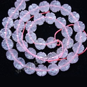 Bead, rose quartz (natural), 10x10mm carved flower, B grade, Mohs hardness 7. Sold per 15-inch strand