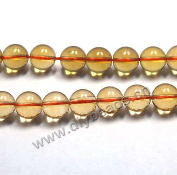 Bead, Citrine (Dyed),dark yellow, 10mm round, Sold per 15-inch strand