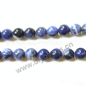 Bead, sodalite (natural), 8mm round. Sold per 16-inch strand.