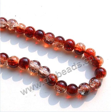 Bead,two tone crackle glass,dark red and white, 8mm round. Sold per 32-inch strand, approximately 100ps/strand