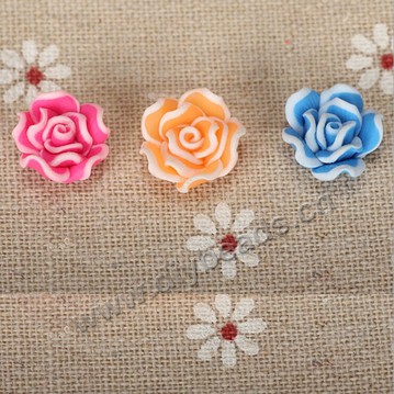 Bead, polymer clay,mixed color,12x8mm flower. Sold per pkg of 5.
