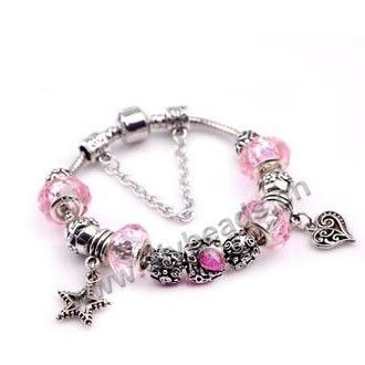 Bracelet,alloy, Beaded bracelet ,crystal beads, Sold per pkg of 10ps
