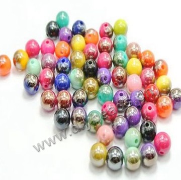 Beads,acrylic,colorful AB, 6mm round . Sold per pkg of 500grams