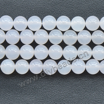 Bead,agate,white,smooth 6mm round.sold per pkg of 10 strands