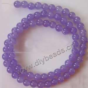 Bead, light purple "jade" (dyed), 6mm round. Sold per 15-inch strand