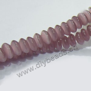 Bead, cat's eye glass, medium purple,4x8mm rondelle. Sold per 15-inch strand.