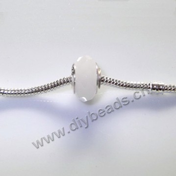 beads,glass, large hole beads White jelly, 14x8.5mm. Sold per pkg of 20ps