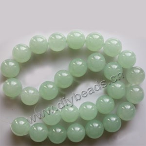 Bead, light green "jade" (dyed), 14mm round. Sold per 15-inch strand,approximately 28 beads .