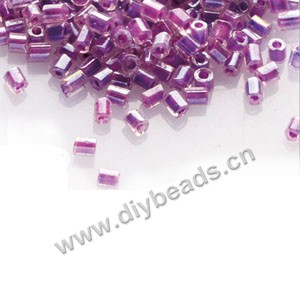 Bugle bead,taiwan, glass, silky luster,purple ,#1(2x2mm) hex beads. Sold per pkg of 500 grams,approximately 40,000ps