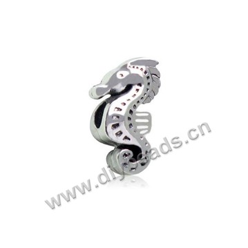 Bead,big-hole beads,zinc alloy,Hippocampus shape,10*19mm,Sold per pkg of 100pcs